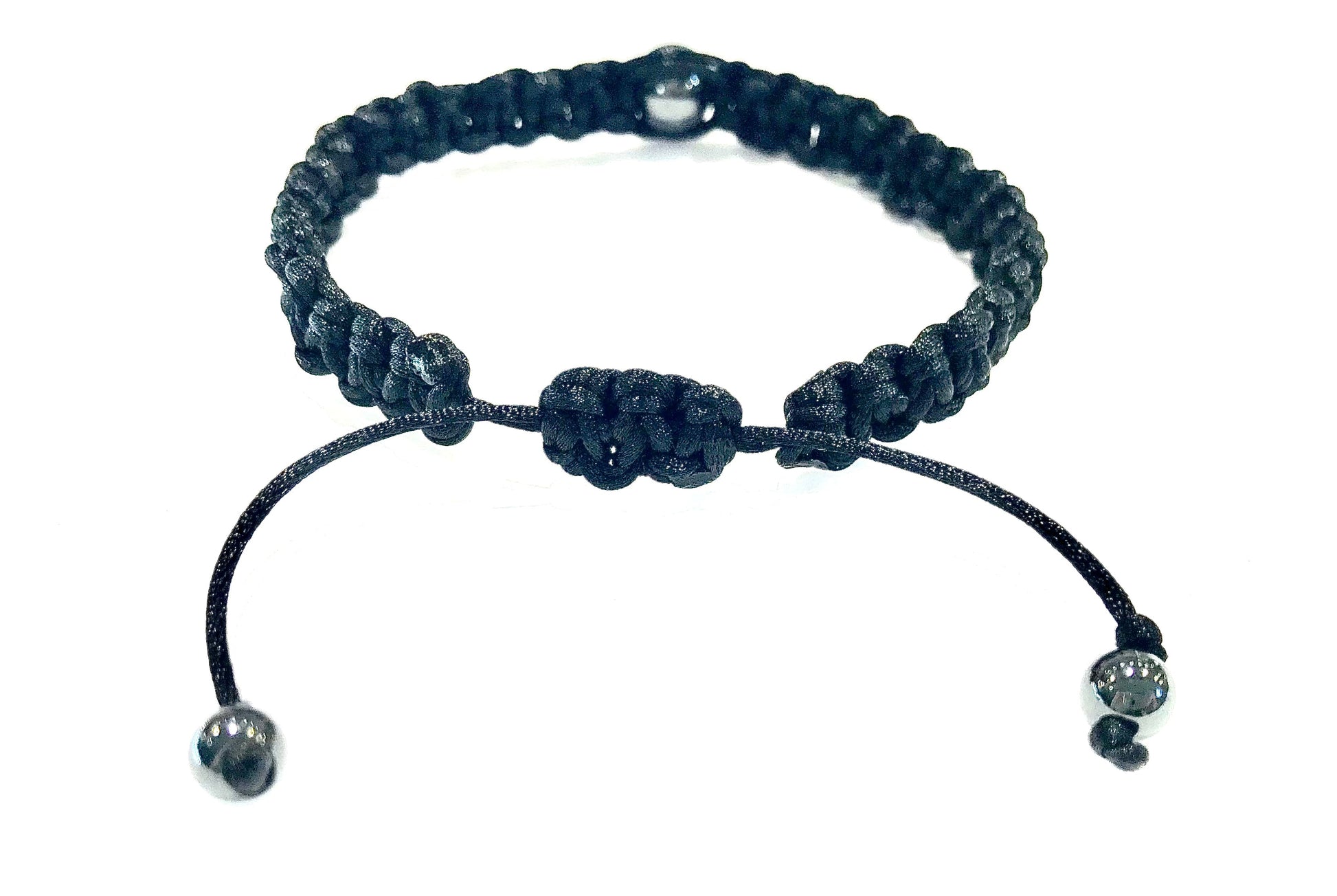 Pánsky nastaviteľný pletený náramok s Hematitom čierny šnúrkový-Bracelets-DIARAfashion-DIARA.sk