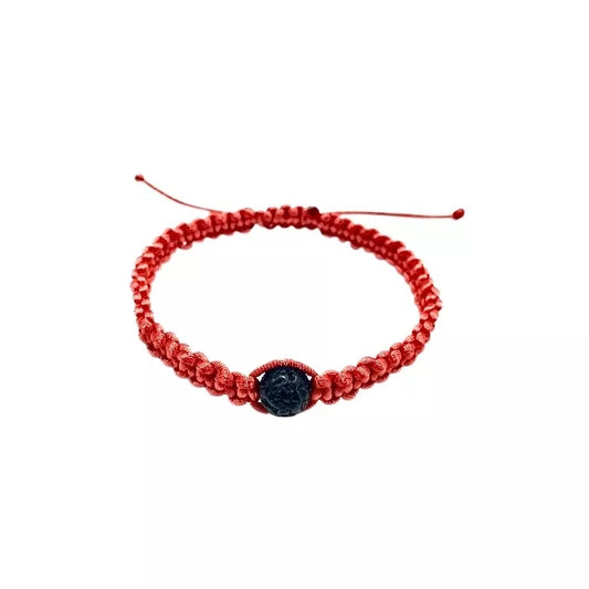 Pánsky pletený šnúrkový náramok Lávový kameň červený-Bracelets-DIARAfashion-DIARA.sk