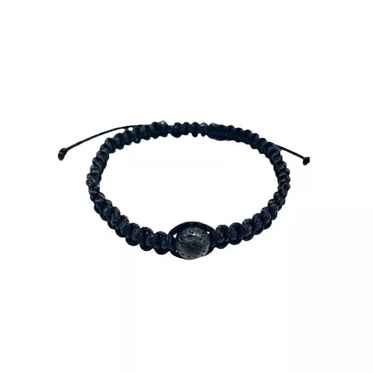 Pánsky pletený šnúrkový náramok Lávový kameň čierny-Bracelets-DIARAfashion-DIARA.sk