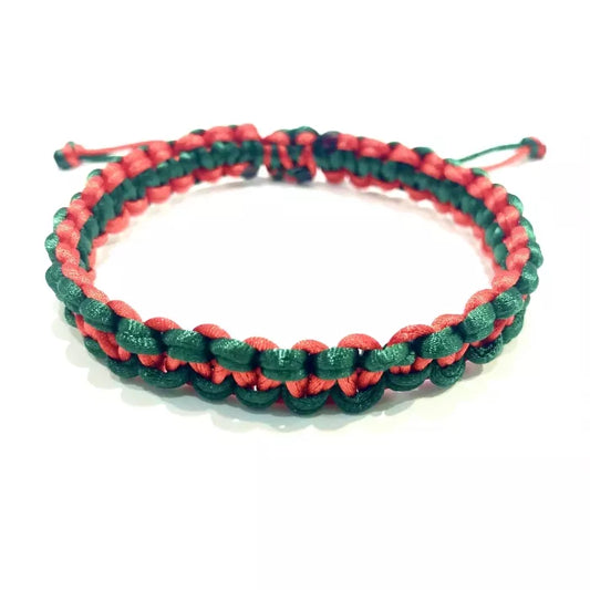 Pánsky pletený šnúrkový náramok červený zelený hrubý-Bracelets-DIARAfashion-DIARA.sk