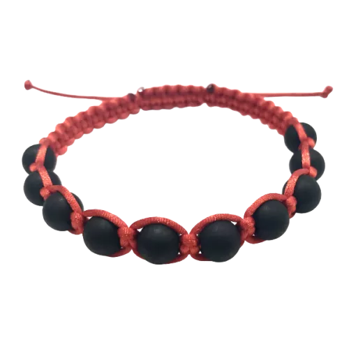 Pánsky pletený šnúrkový náramok s korálkami červený-Bracelets-DIARAfashion-DIARA.sk