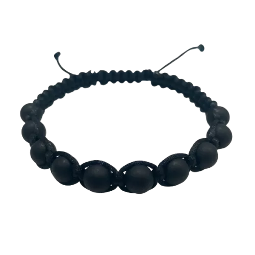 Pánsky pletený šnúrkový náramok s korálkami čierny-Bracelets-DIARAfashion-DIARA.sk