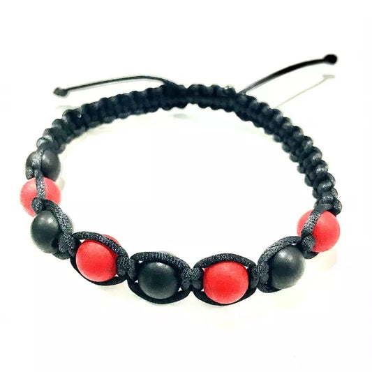 Pánsky šnúrkový pletený náramok s korálkami čierny-Bracelets-DIARAfashion-DIARA.sk