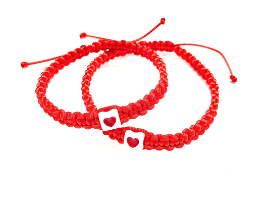 Pletené náramky pre páry so srdcom červené-Bracelets-DIARAfashion-DIARA.sk