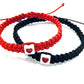Pletené náramky pre páry so srdcom červený a čierny-Bracelets-DIARAfashion-DIARA.sk