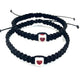 Pletené náramky pre páry so srdcom čierne-Bracelets-DIARAfashion-DIARA.sk