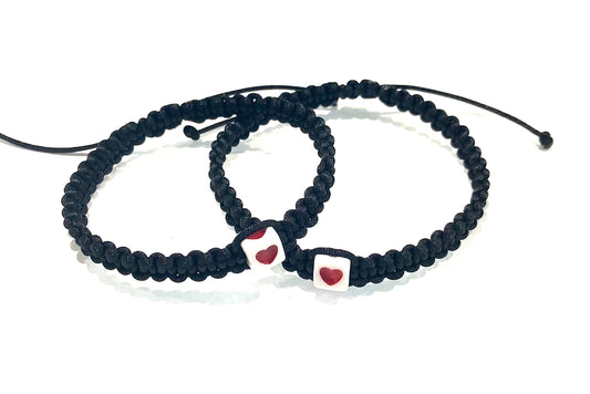 Pletené náramky pre páry so srdcom čierne-Bracelets-DIARAfashion-DIARA.sk