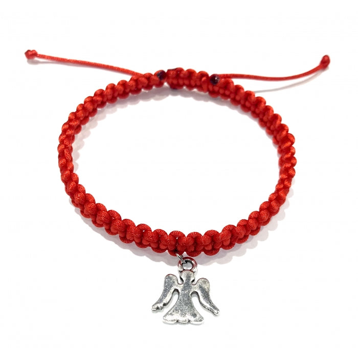 Pletený šnúrkový náramok s príveskom anjel červený-Bracelets-DIARAfashion-DIARA.sk
