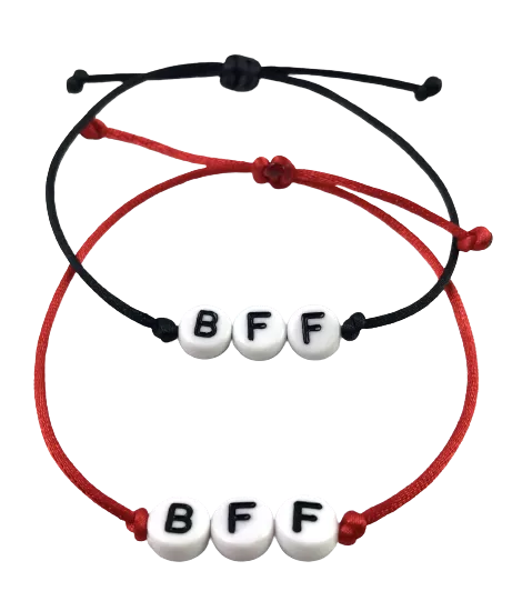 Šnúrkové náramky BEST FRIENDS FOREVER - BFF pre najlepšie kamarátky červený a čierny-Bracelets-DIARAfashion-DIARA.sk