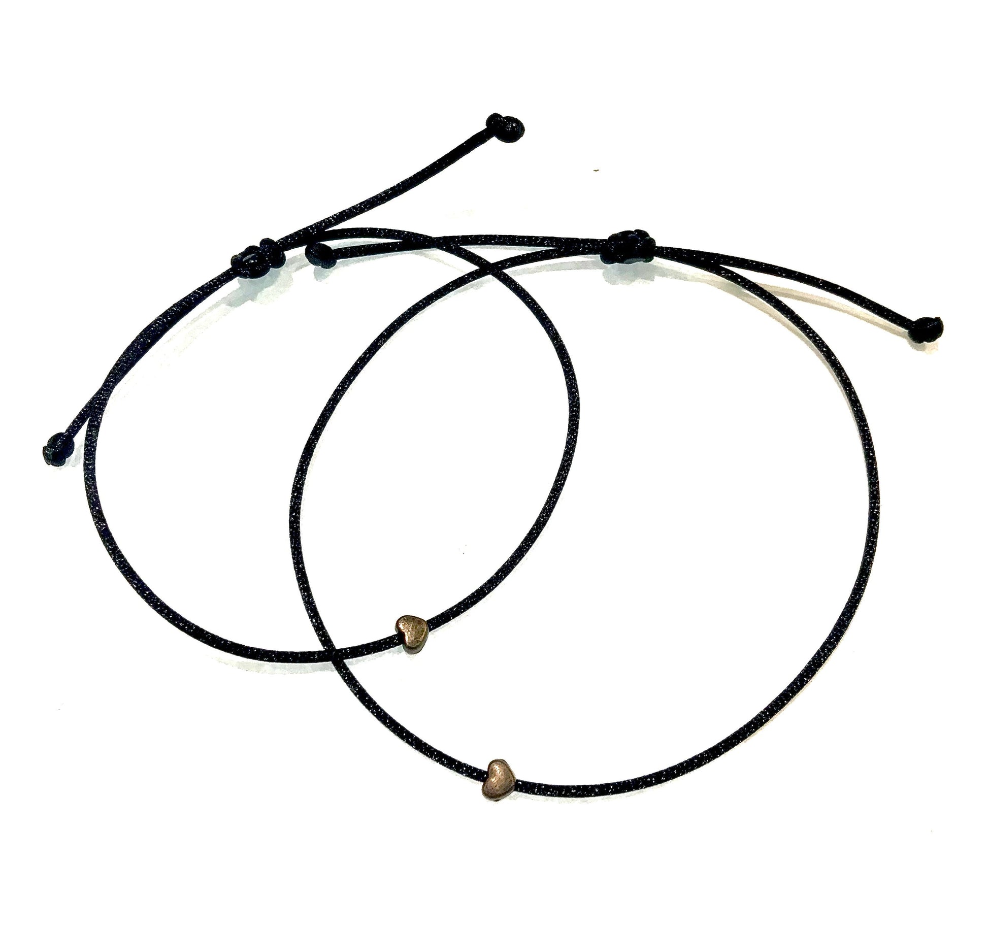 Šnúrkové náramky pre páry so srdiečkom čierne tenké-Bracelets-DIARAfashion-DIARA.sk