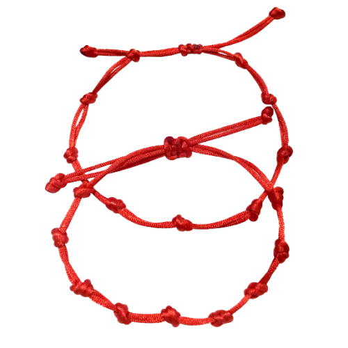 Náramky pre páry pletené šnúrkové s uzlami červené